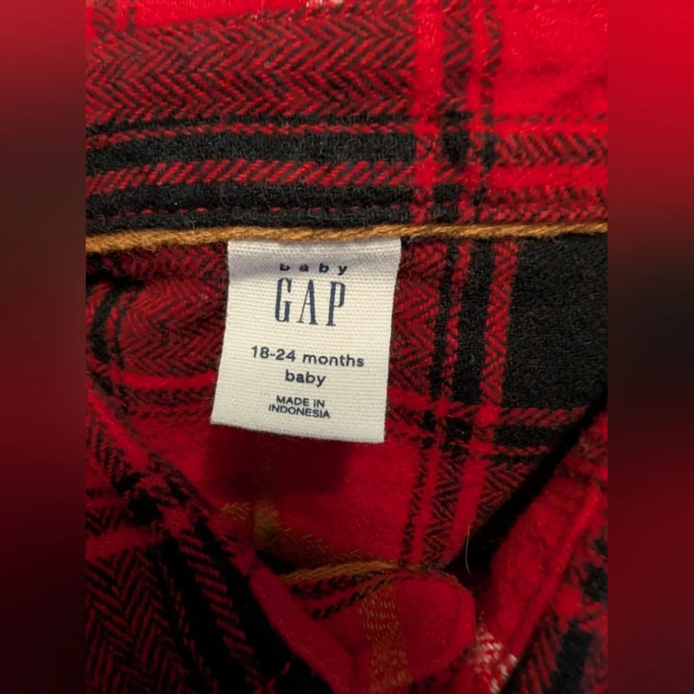 Old Navy & GAP Kids Red Plaid Shirt and Blue Patterned Sweater